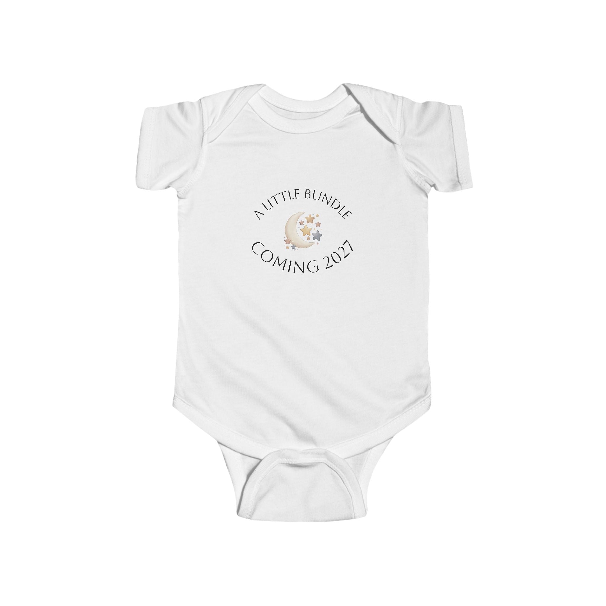 Baby Bodysuit — "A little bundle coming 2027" Pregnancy Announcement Onesie