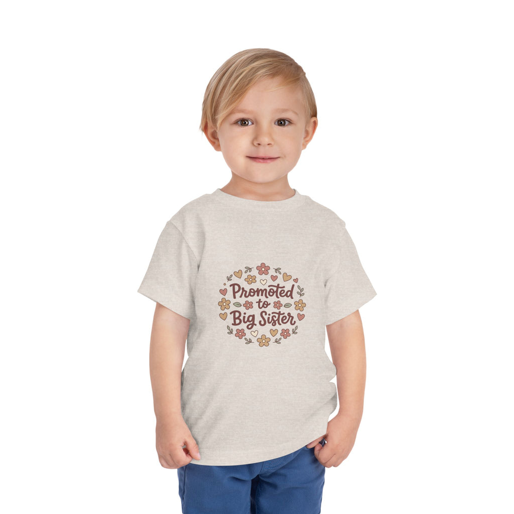 2T-5T Promoted to Big Sister Toddler Tee — Floral Announcement Shirt