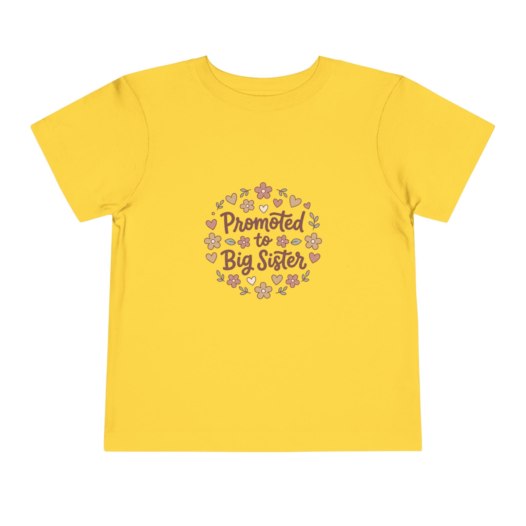 2T-5T Promoted to Big Sister Toddler Tee — Floral Announcement Shirt