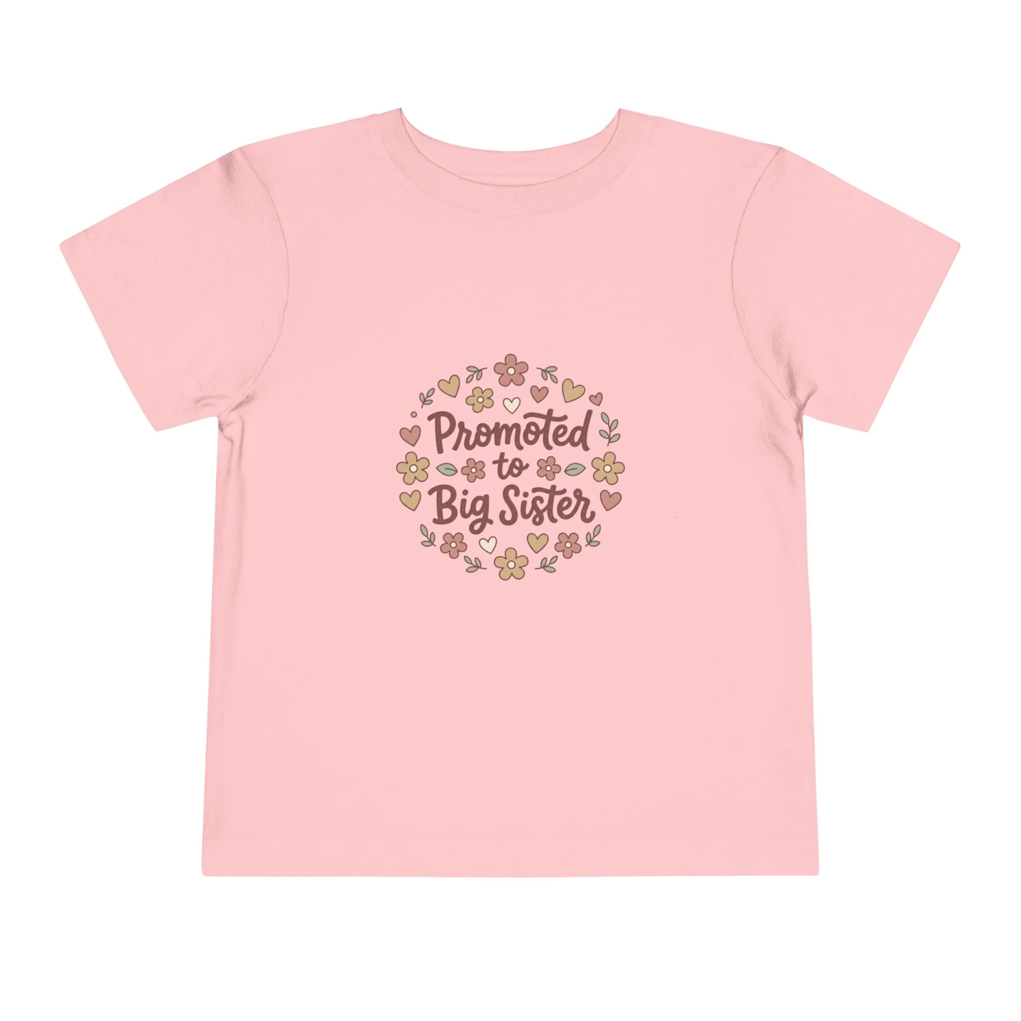 2T-5T Promoted to Big Sister Toddler Tee — Floral Announcement Shirt