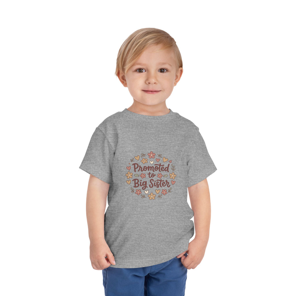 2T-5T Promoted to Big Sister Toddler Tee — Floral Announcement Shirt