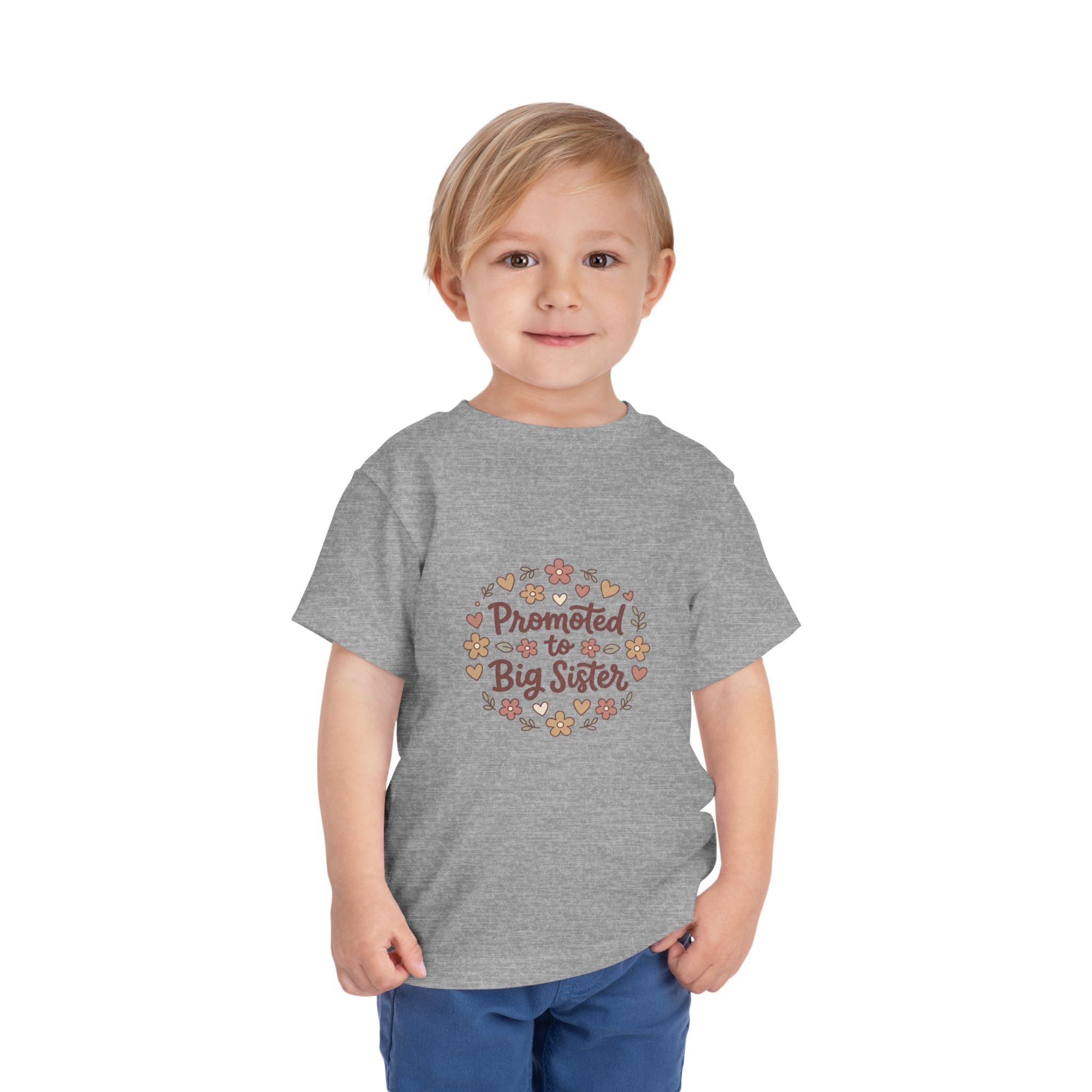 2T-5T Promoted to Big Sister Toddler Tee — Floral Announcement Shirt