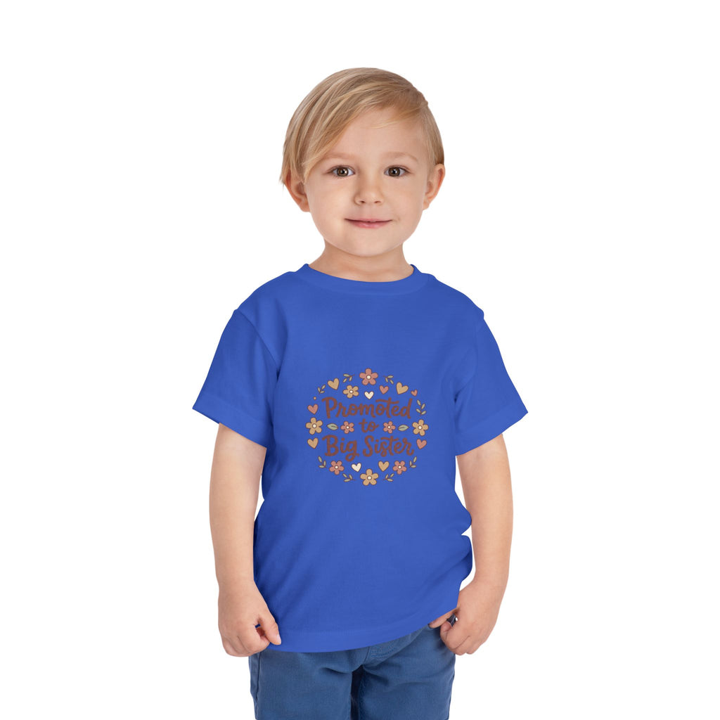 2T-5T Promoted to Big Sister Toddler Tee — Floral Announcement Shirt