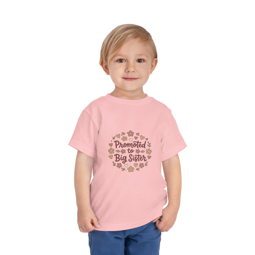 2T-5T Promoted to Big Sister Toddler Tee — Floral Announcement Shirt