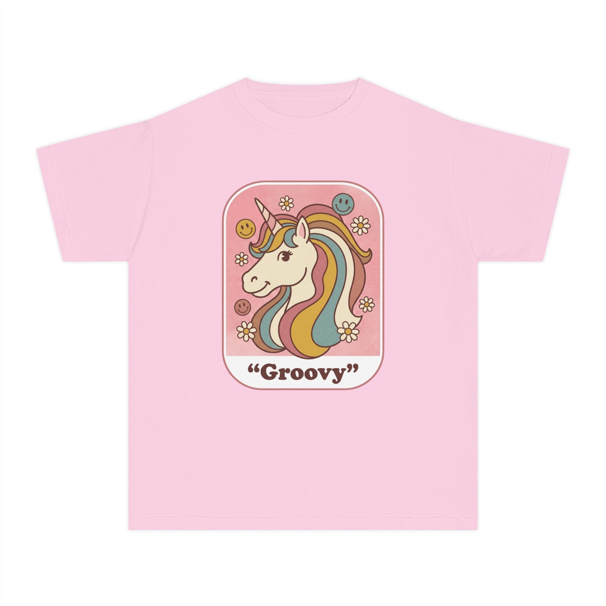 Groovy Unicorn Youth Tee – Retro Rainbow Kids T-Shirt