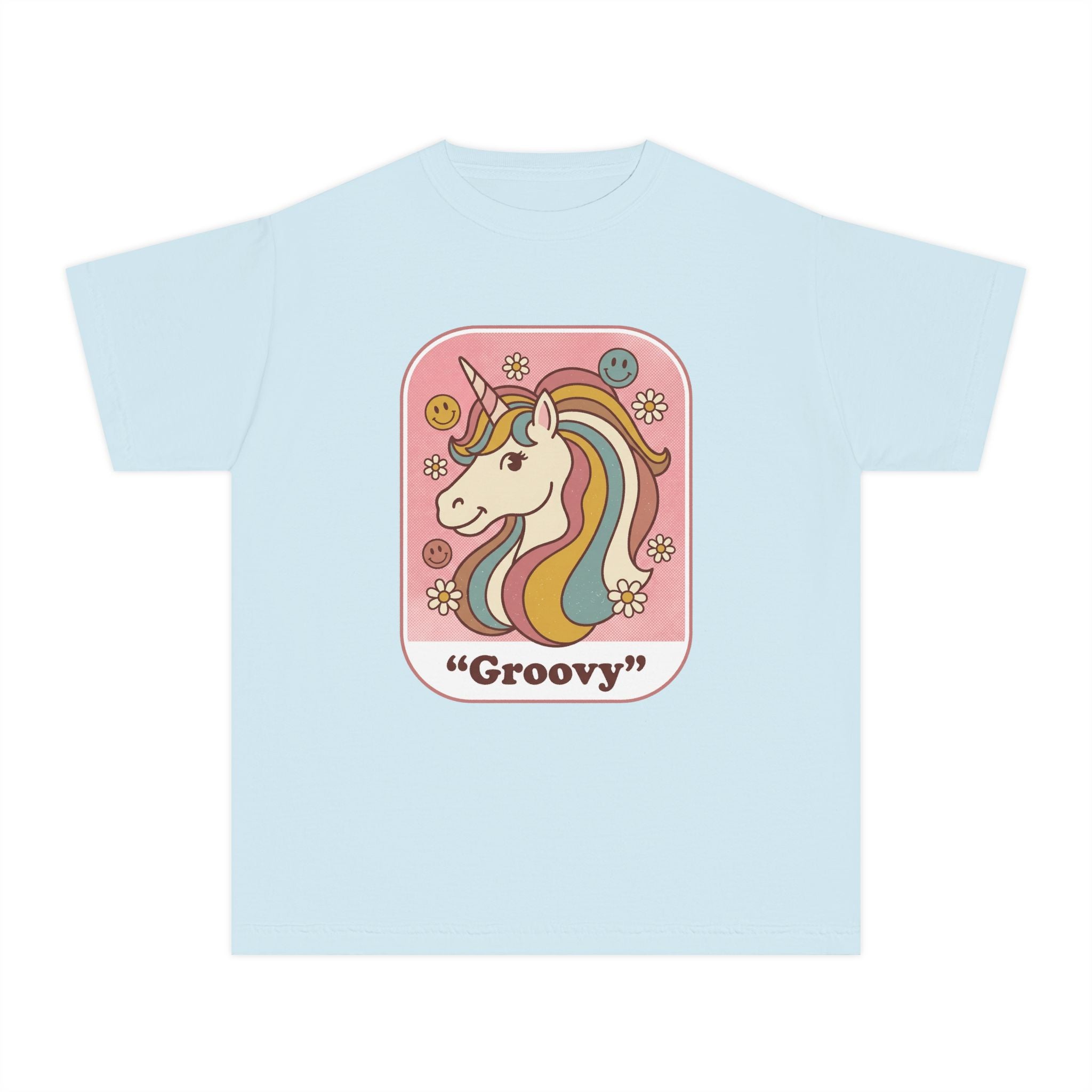 Groovy Unicorn Youth Tee – Retro Rainbow Kids T-Shirt