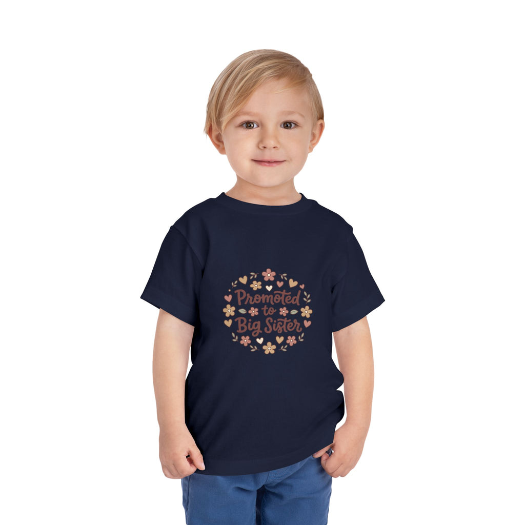 2T-5T Promoted to Big Sister Toddler Tee — Floral Announcement Shirt