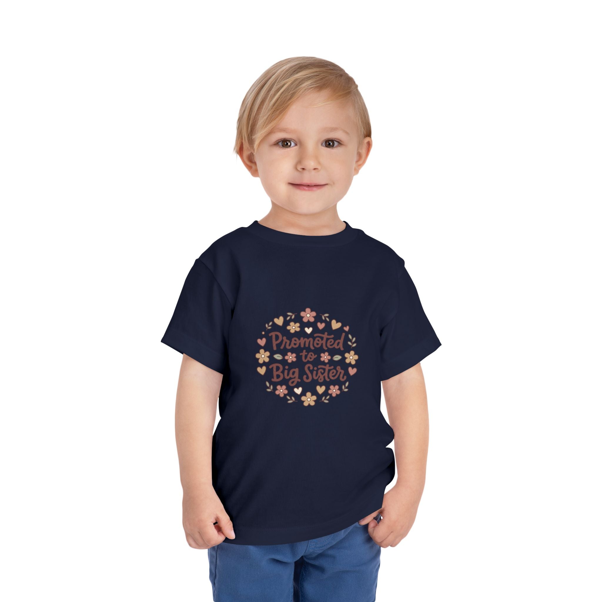 2T-5T Promoted to Big Sister Toddler Tee — Floral Announcement Shirt