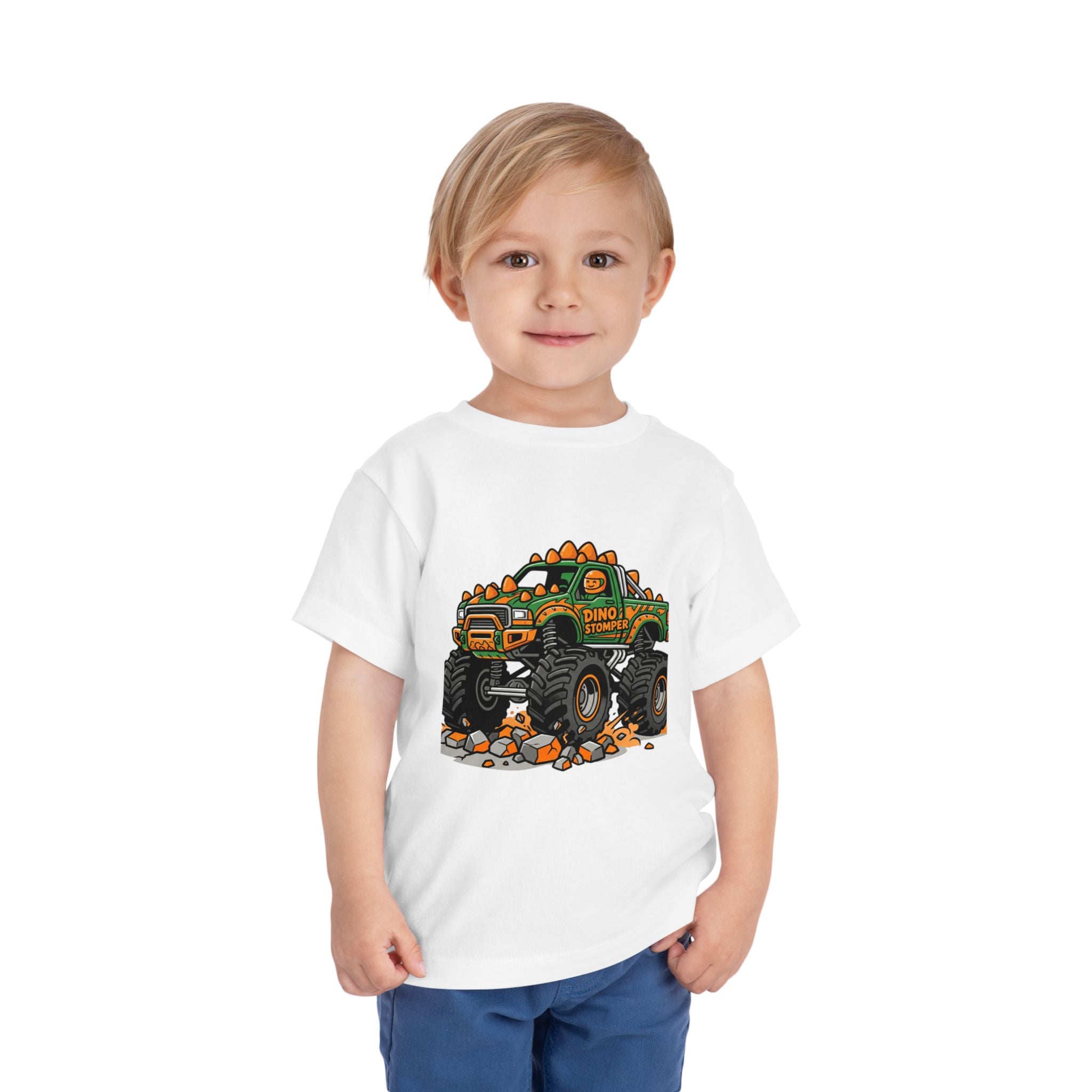 Toddler Tee - Dino Monster Truck Graphic Shirt for Kids