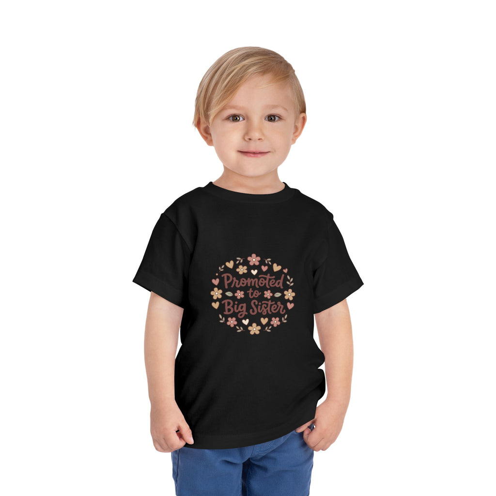 2T-5T Promoted to Big Sister Toddler Tee — Floral Announcement Shirt
