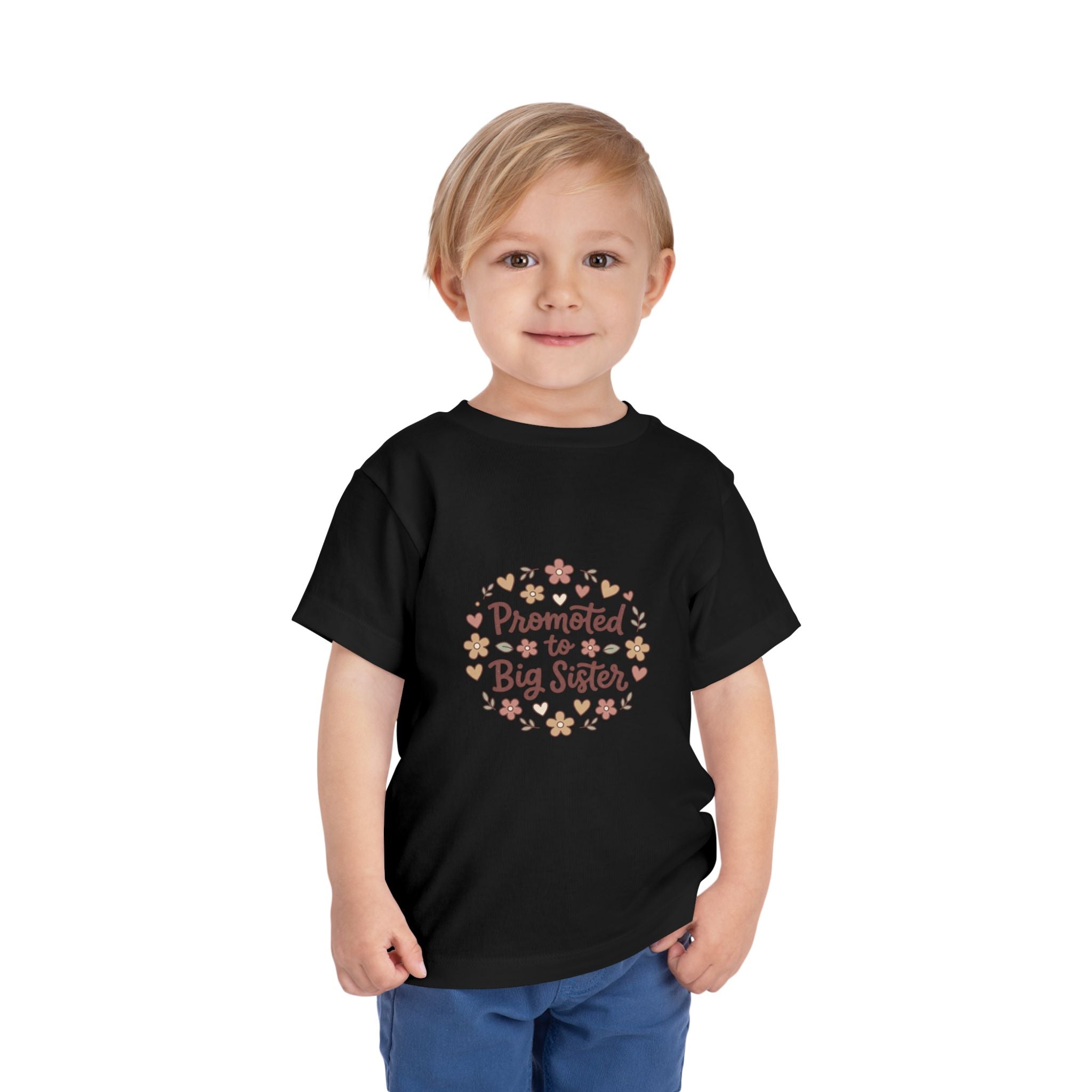 2T-5T Promoted to Big Sister Toddler Tee — Floral Announcement Shirt