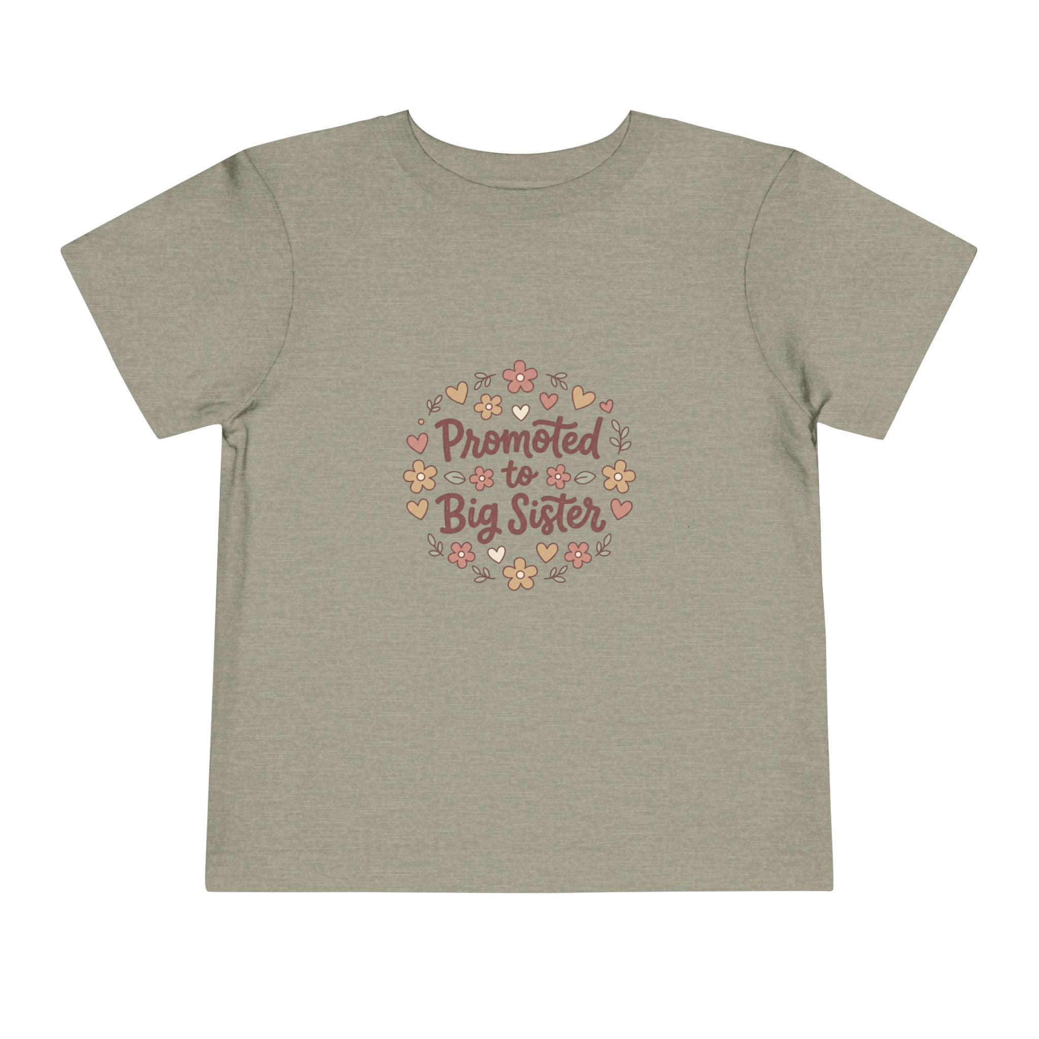 2T-5T Promoted to Big Sister Toddler Tee — Floral Announcement Shirt