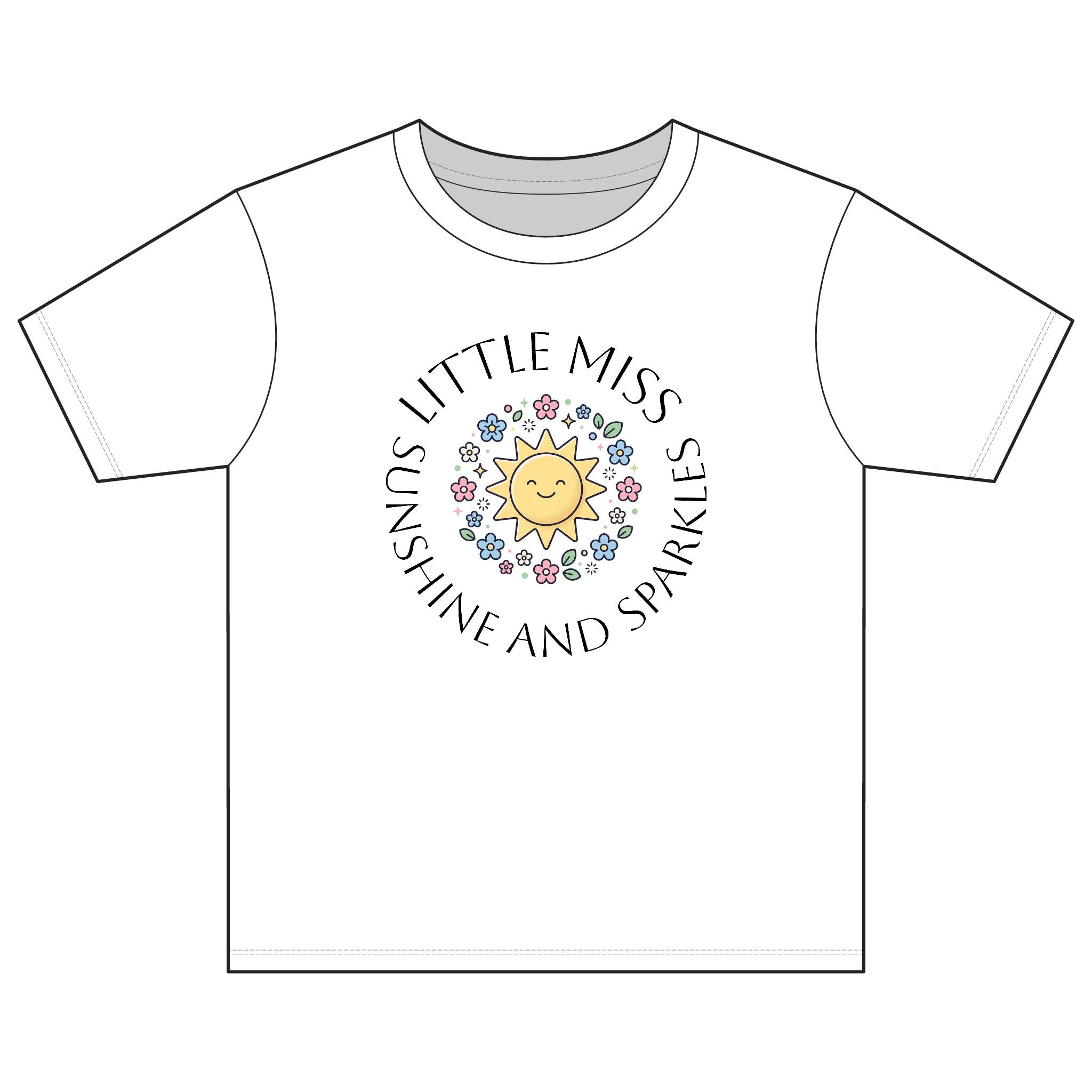 Youth Tee — "Little Miss Sunshine and Sparkles" Cute Sunflower Graphic