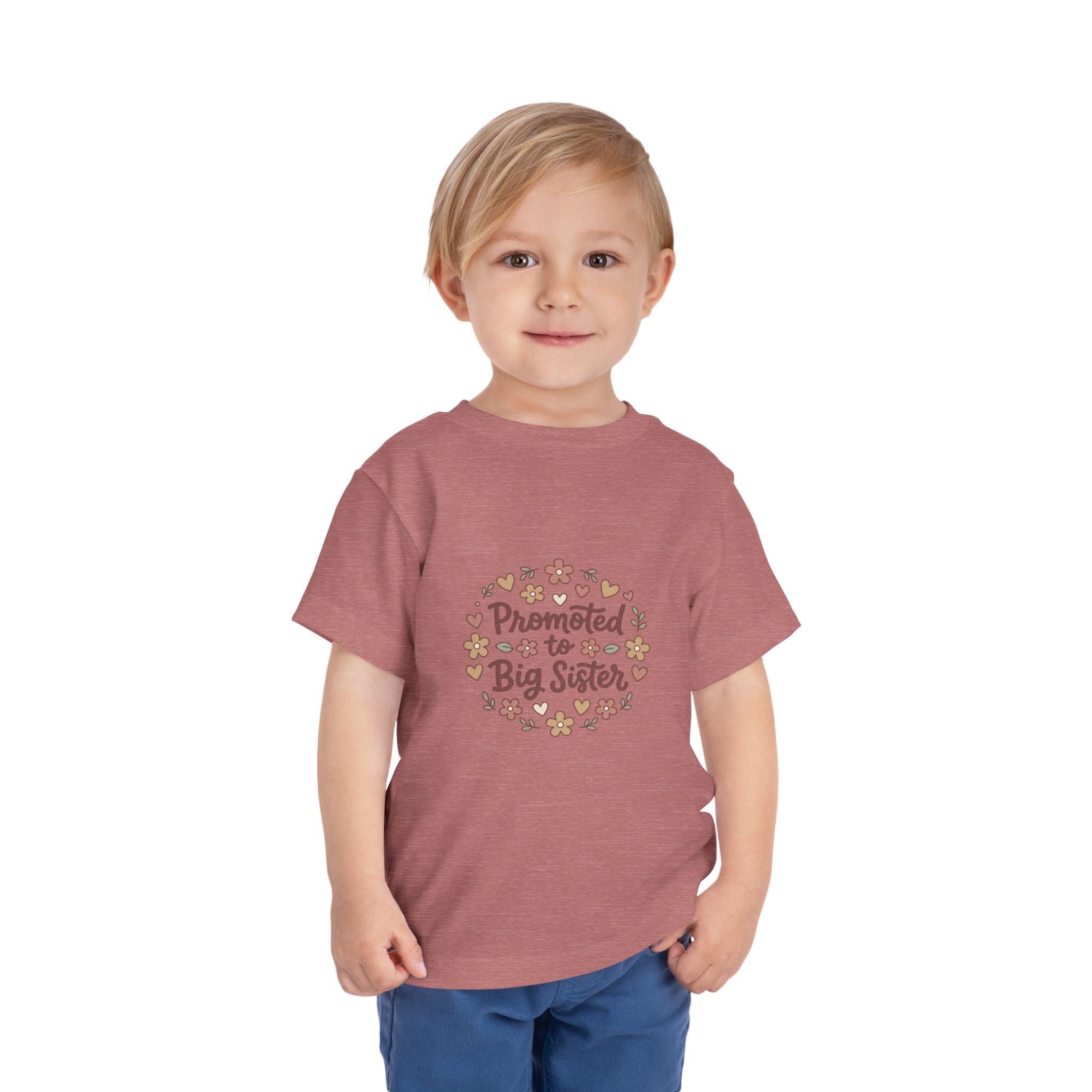 2T-5T Promoted to Big Sister Toddler Tee — Floral Announcement Shirt