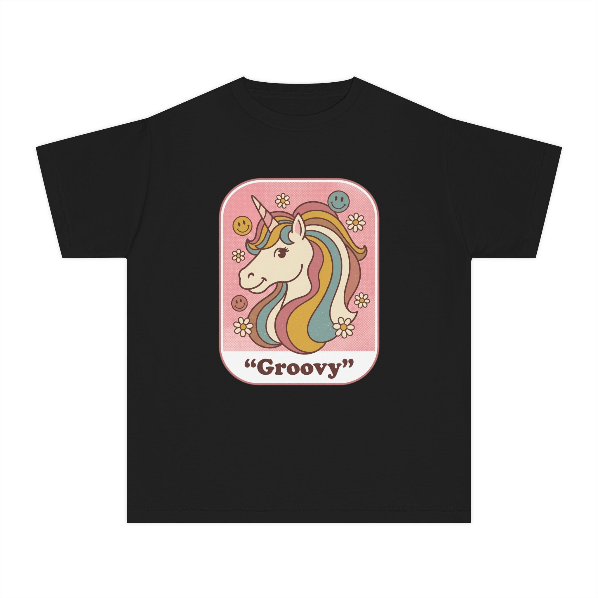 Groovy Unicorn Youth Tee – Retro Rainbow Kids T-Shirt