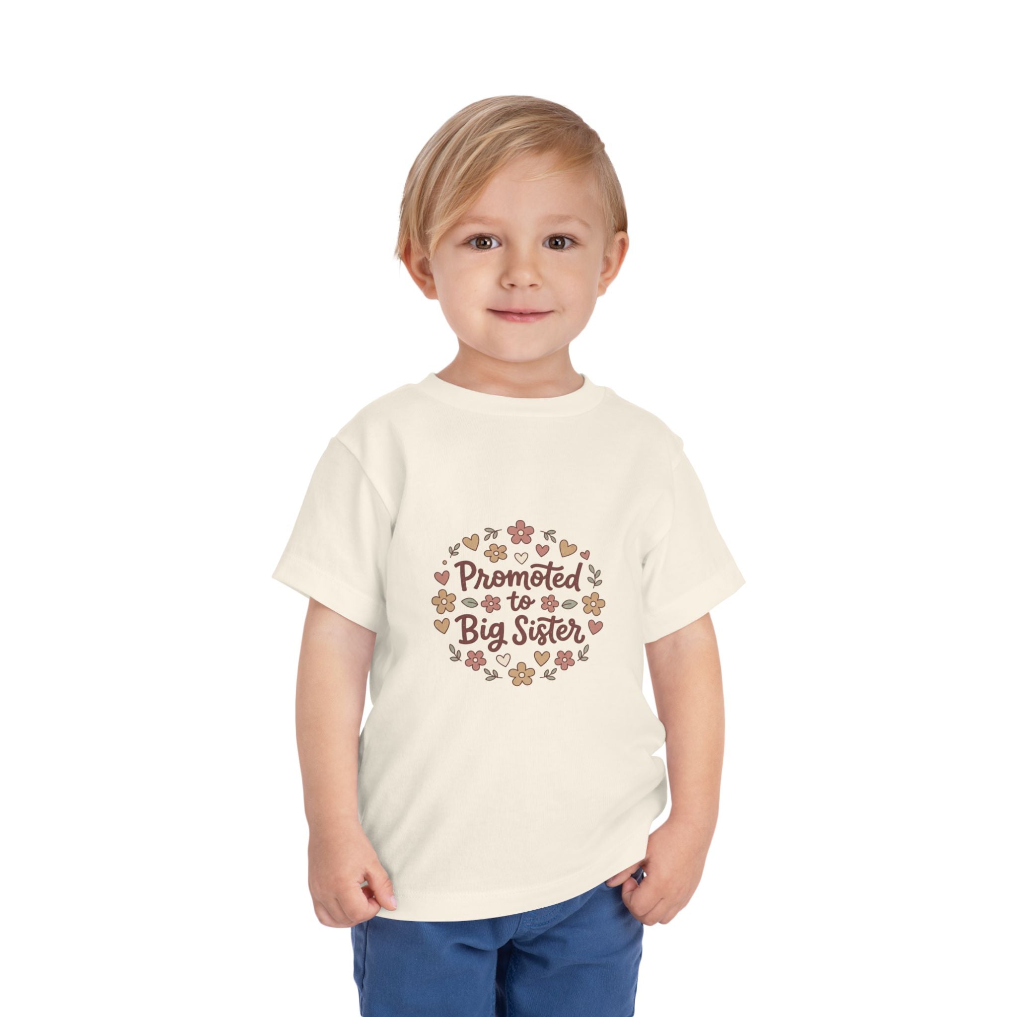 2T-5T Promoted to Big Sister Toddler Tee — Floral Announcement Shirt