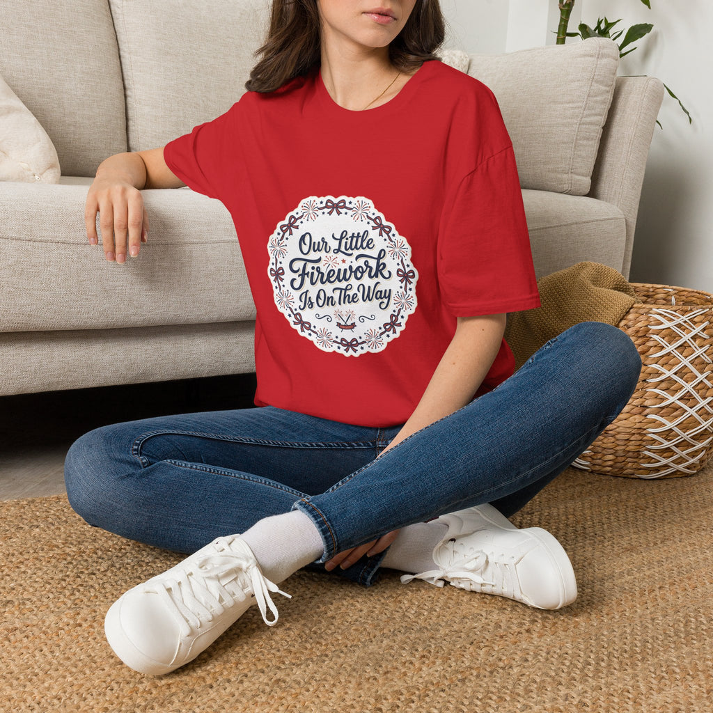 Our Little Firework Tee — "Our Little Firework Is On The Way" Pregnancy Announcement T-Shirt