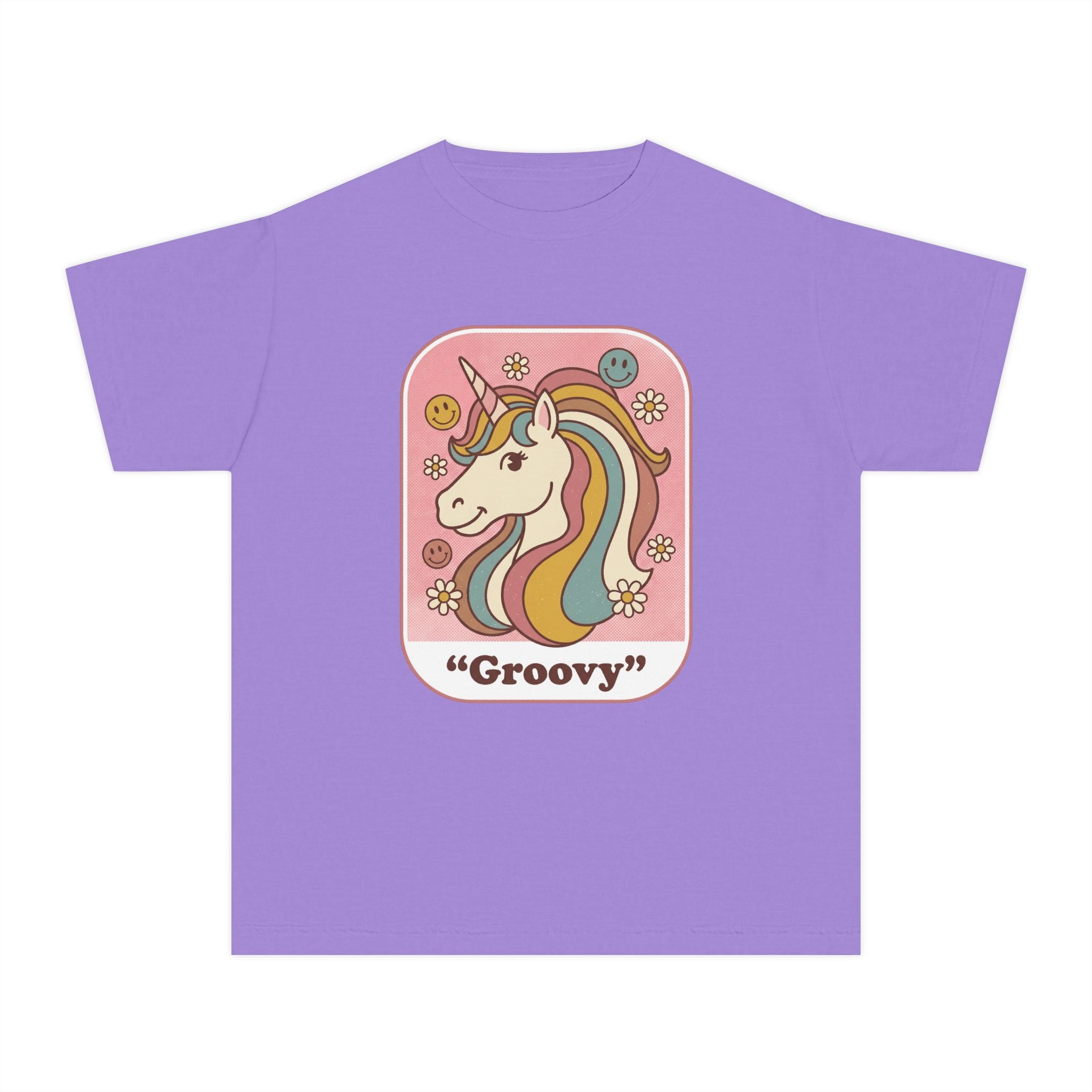 Groovy Unicorn Youth Tee – Retro Rainbow Kids T-Shirt