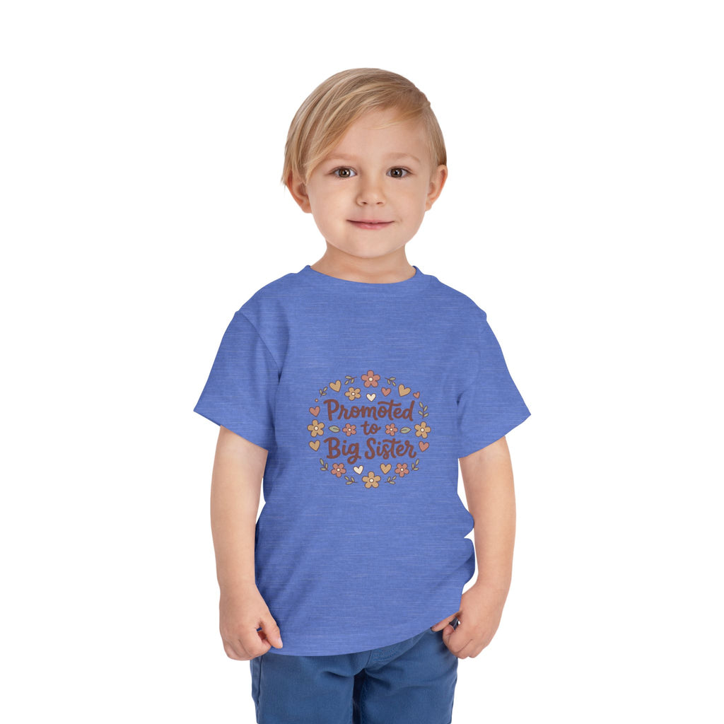 2T-5T Promoted to Big Sister Toddler Tee — Floral Announcement Shirt