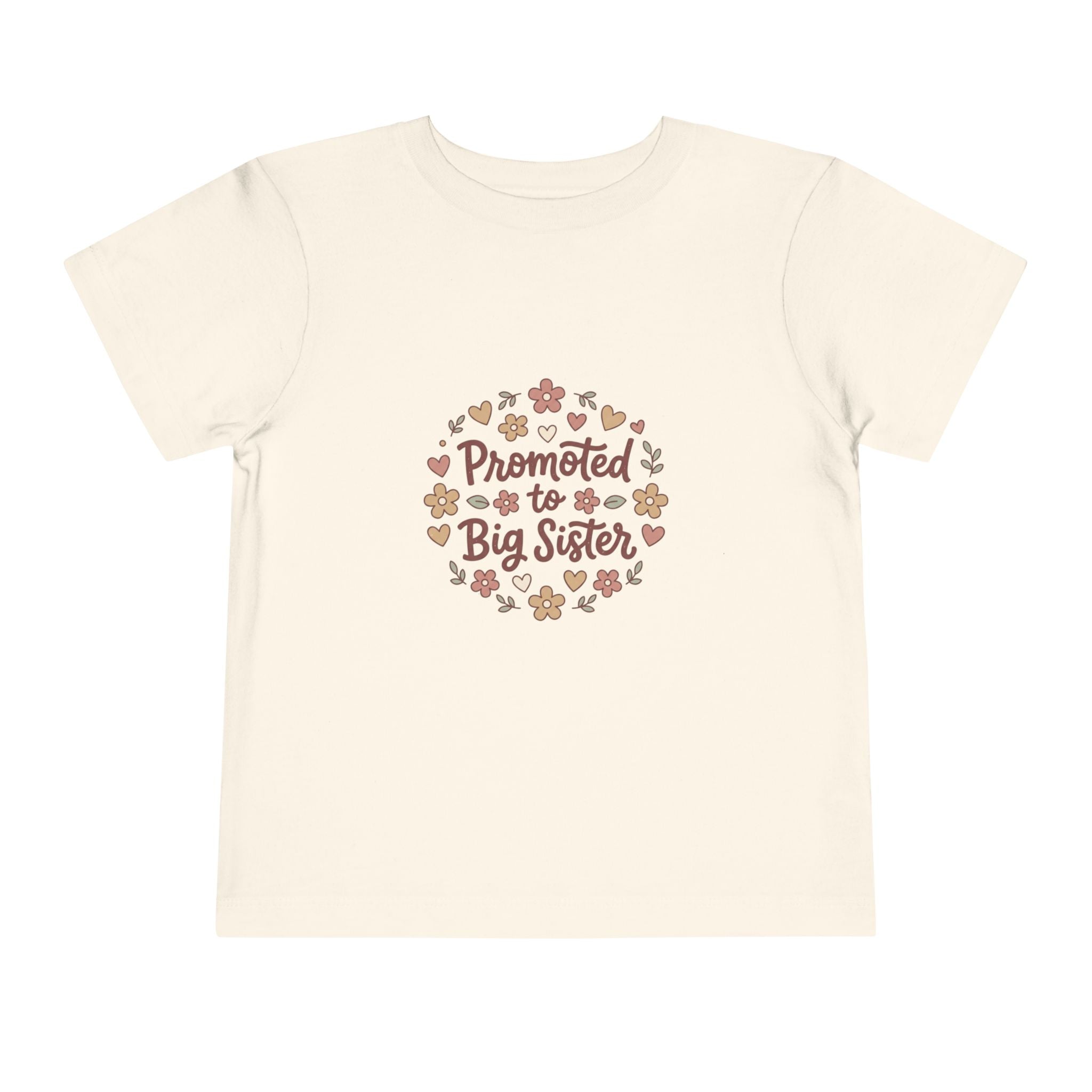 2T-5T Promoted to Big Sister Toddler Tee — Floral Announcement Shirt