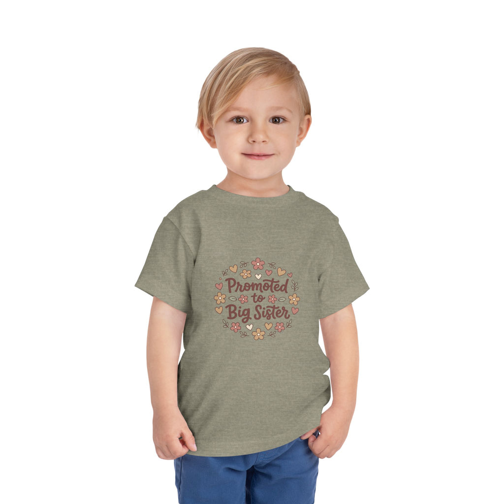 2T-5T Promoted to Big Sister Toddler Tee — Floral Announcement Shirt