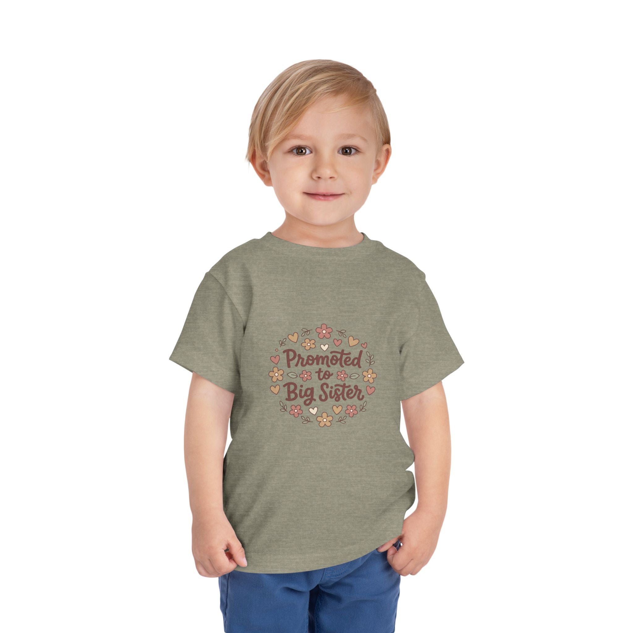 2T-5T Promoted to Big Sister Toddler Tee — Floral Announcement Shirt