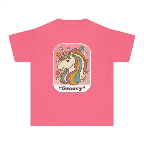 Groovy Unicorn Youth Tee – Retro Rainbow Kids T-Shirt
