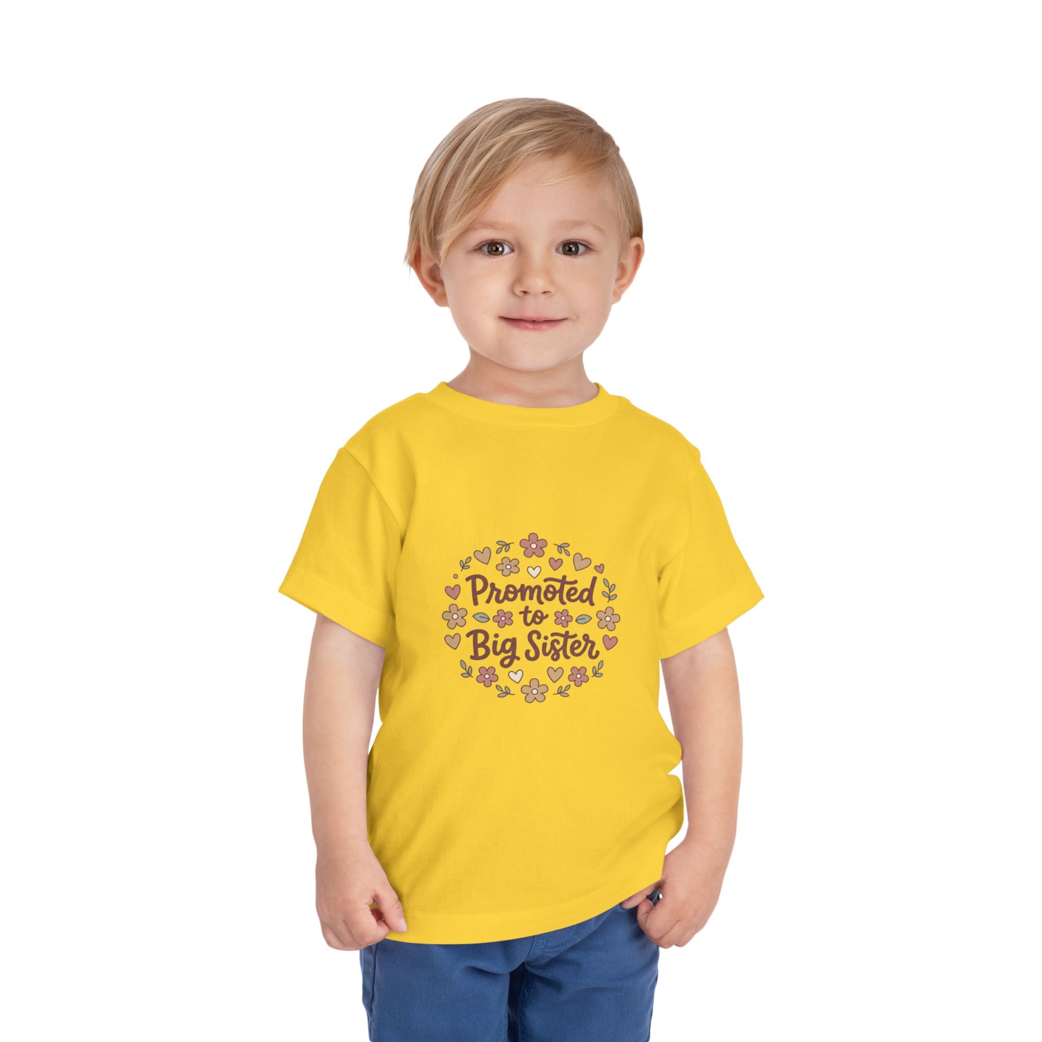 2T-5T Promoted to Big Sister Toddler Tee — Floral Announcement Shirt